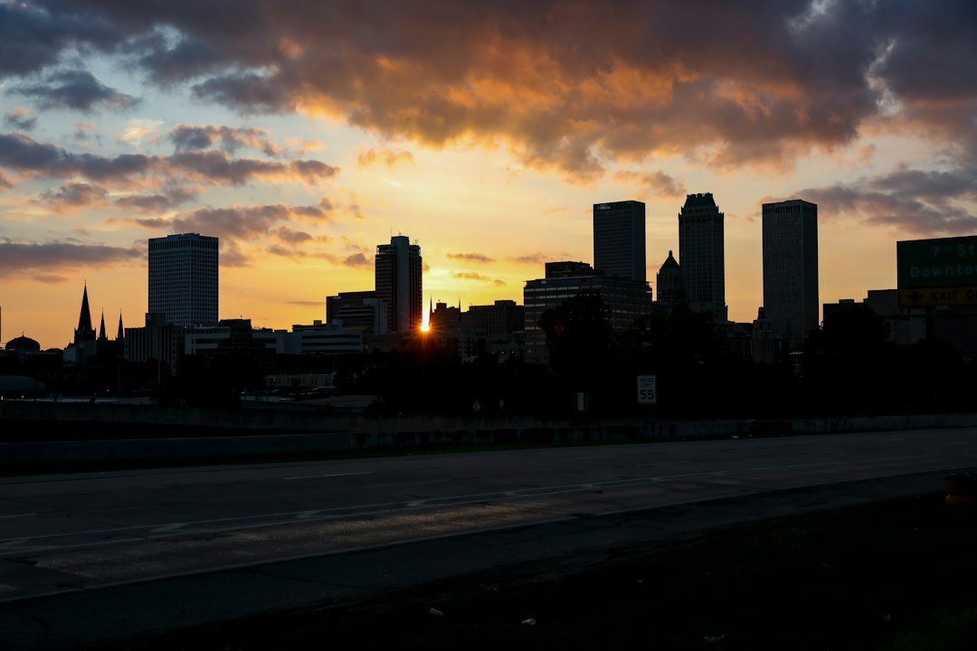 Tulsa Oklahoma skyline at sunset